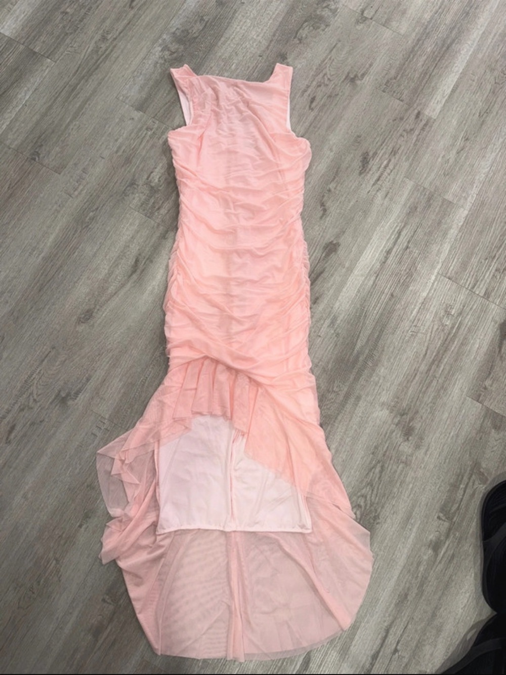 Blush Ruched High-Low Sleeveless Evening Gown